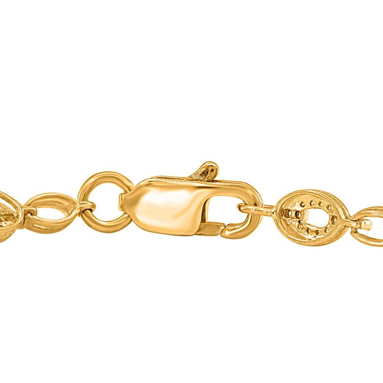 Dieses schillernde Designerarmband aus 14-karätigem Gelbgold ist mit 238 Diamanten in einer Zackenfassung besetzt. Die Diamanten sind mit der Farbe H-I und der Reinheit I2 bewertet. Das Armband wird bequem mit einem Karabinerverschluss geschlossen.