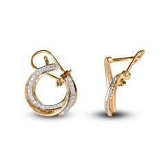 TJD 0.45 Carat Diamond Circle Stud Earrings in 14 Karat Yellow Gold