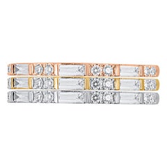 TJD 0.45 Carat Diamond Three Piece Stackable Band Set in 14 Karat Tri-Tone Gold