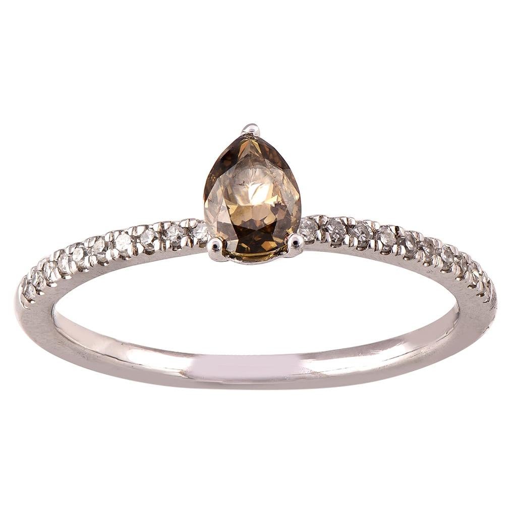 TJD 0,50 Karat 14 Karat Weißgold Verlobungsring mit Diamanten im Rund- und Birnenschliff