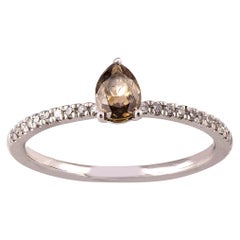 TJD 0,50 Karat 14 Karat Weißgold Verlobungsring mit Diamanten im Rund- und Birnenschliff