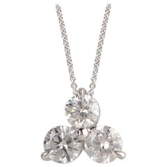 TJD 0.50 Carat 3 Stone Round Diamond 14 K White Gold Pendant with 18 inch chain