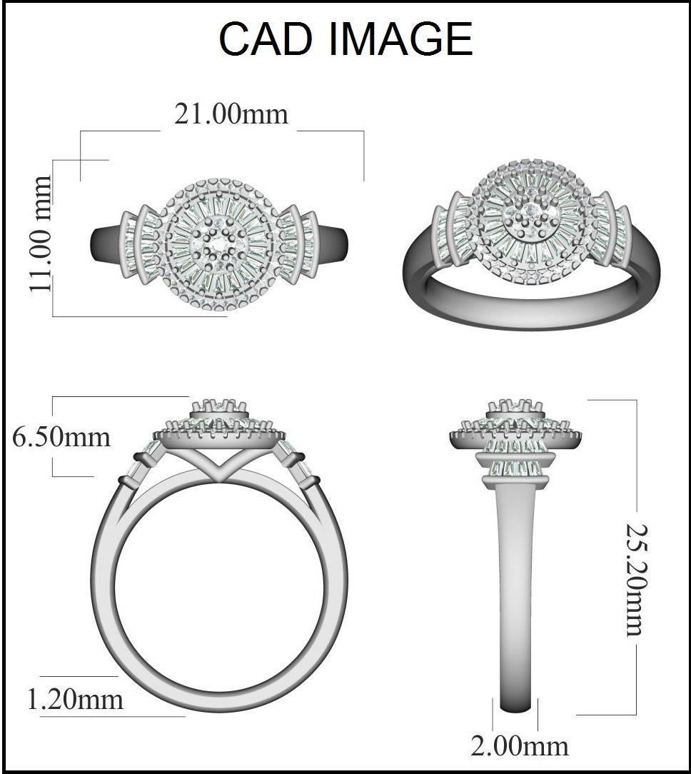 Exquisite 14KT white gold wedding band ring featuring white diamonds. This ring is superbly detailed to perfection and set with 42 round and 36 baguette cut sparkling diamond and set in secured micro prong and channel setting.  The diamonds are