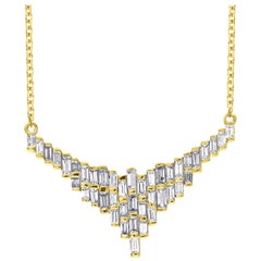 TJD Colgante de moda de oro amarillo de 18 quilates con diamante baguette de 0,50 quilates