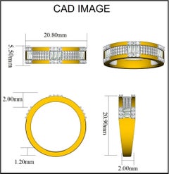 TJD 0.50 Carat Baguette & Round 14KT Yellow Gold Multi Row Designer Wedding Band