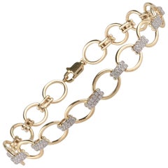TJD Bracelet à maillons entrelacés en or jaune 18 carats et diamants de 0,50 carat