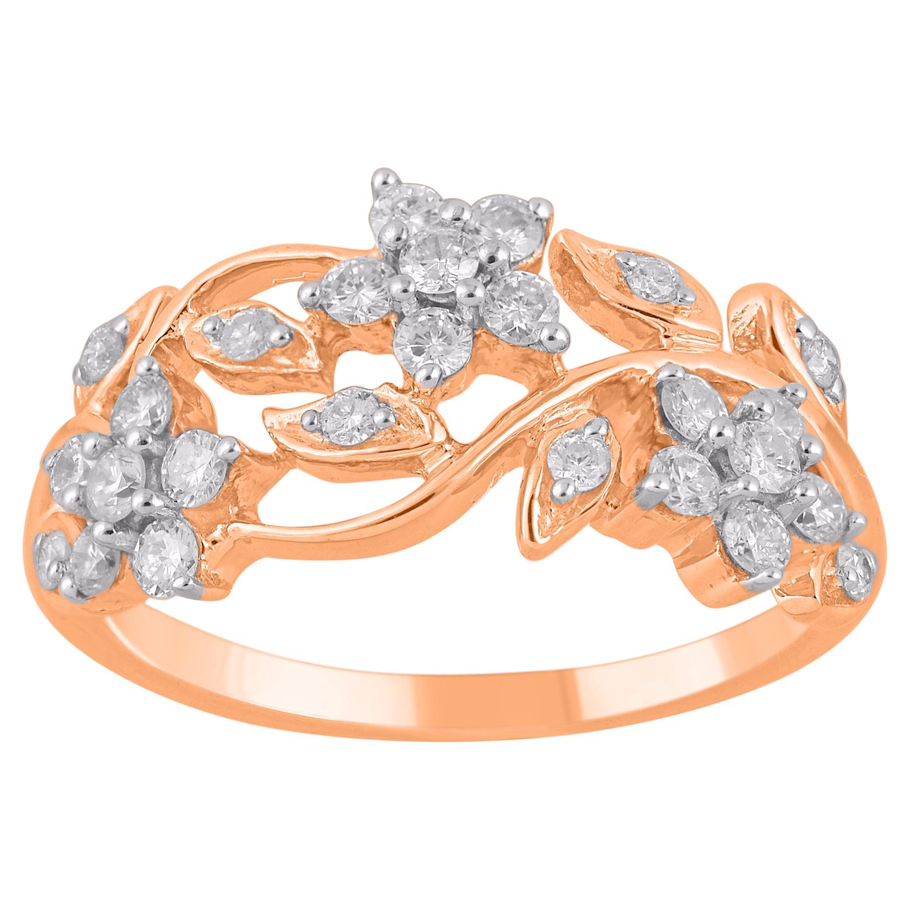 TJD 0.50 Carat Brilliant Cut Diamond 14 Karat Rose Gold Engagement Ring