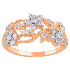 TJD 0.50 Carat Brilliant Cut Diamond 14 Karat Rose Gold Engagement Ring