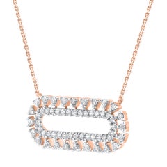 TJD 0.50 Carat Brilliant Cut Diamond 14 Karat Rose Gold Horizontal Bar Necklace