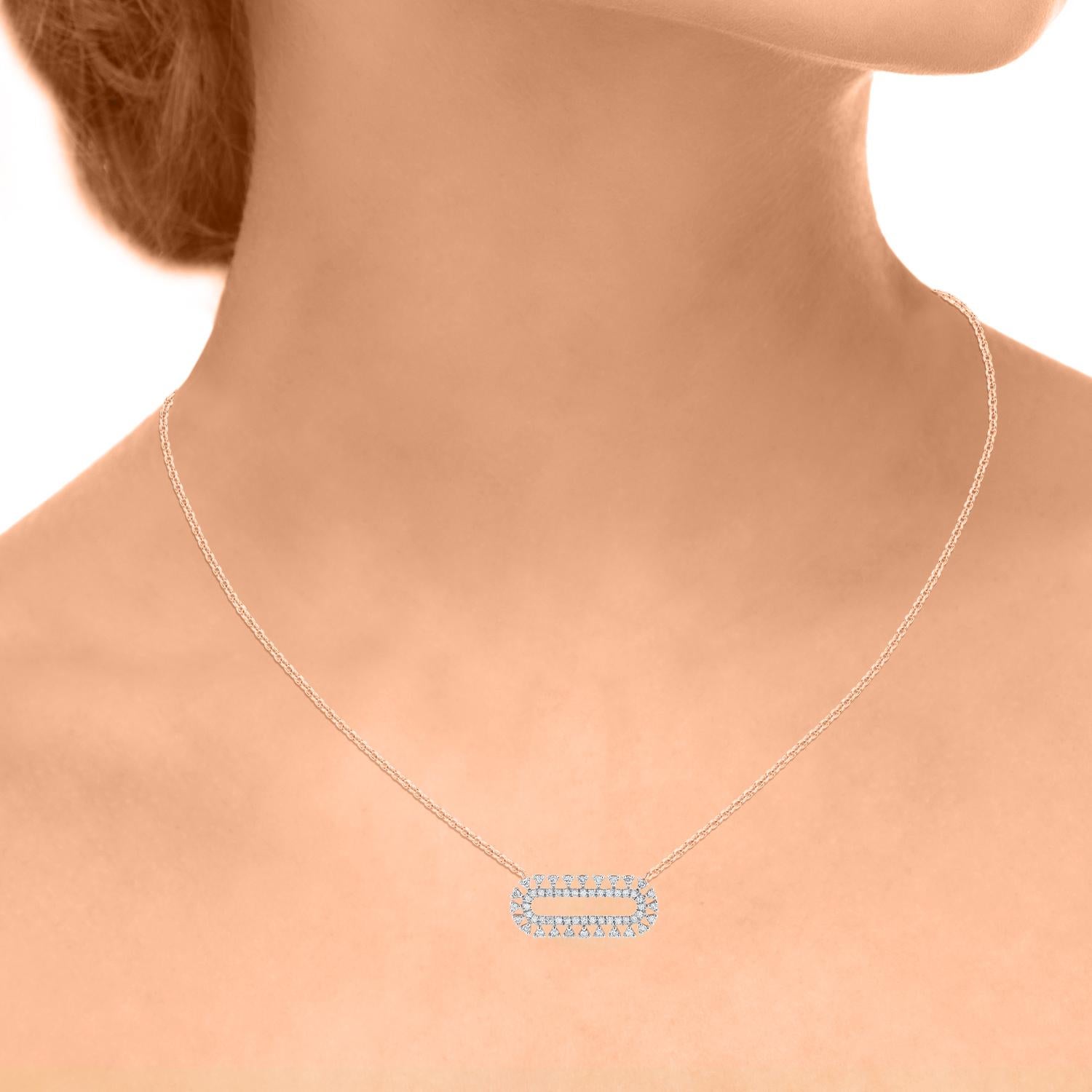 Women's TJD 0.50 Carat Brilliant Cut Diamond 14 Karat Rose Gold Horizontal Bar Necklace For Sale