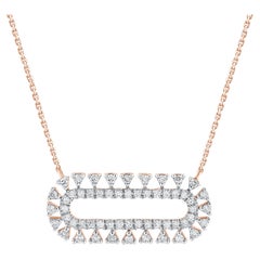 TJD 0.50 Carat Brilliant Cut Diamond 14 Karat Rose Gold Horizontal Bar Necklace