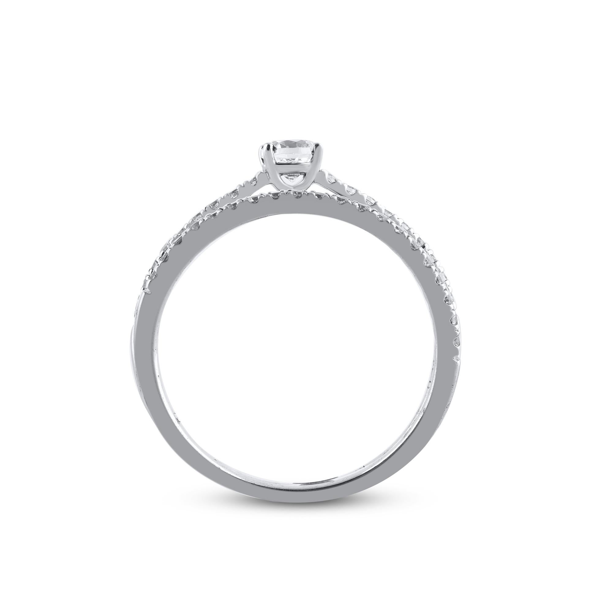 TJD 0,50 Karat Brillantschliff Diamant 14 Karat Weißgold Brautring Set im Zustand „Neu“ im Angebot in New York, NY