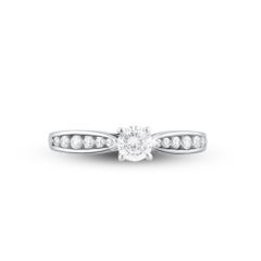 TJD Bague de fiançailles en or blanc 14 carats diamant taille brillant 0,50 carat