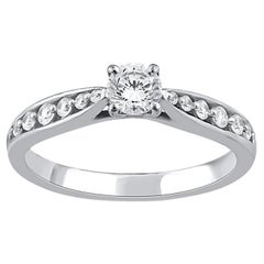 TJD 0.50 Carat Brilliant Cut Diamond 14 Karat White Gold Engagement Ring
