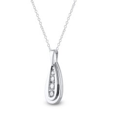 TJD 0.50 Carat Brilliant Cut Diamond 14 Karat White Gold Teardrop Pendant