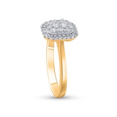 TJD 0.50 Carat Brilliant Cut Diamond 14 Karat Yellow Gold Halo Engagement Ring