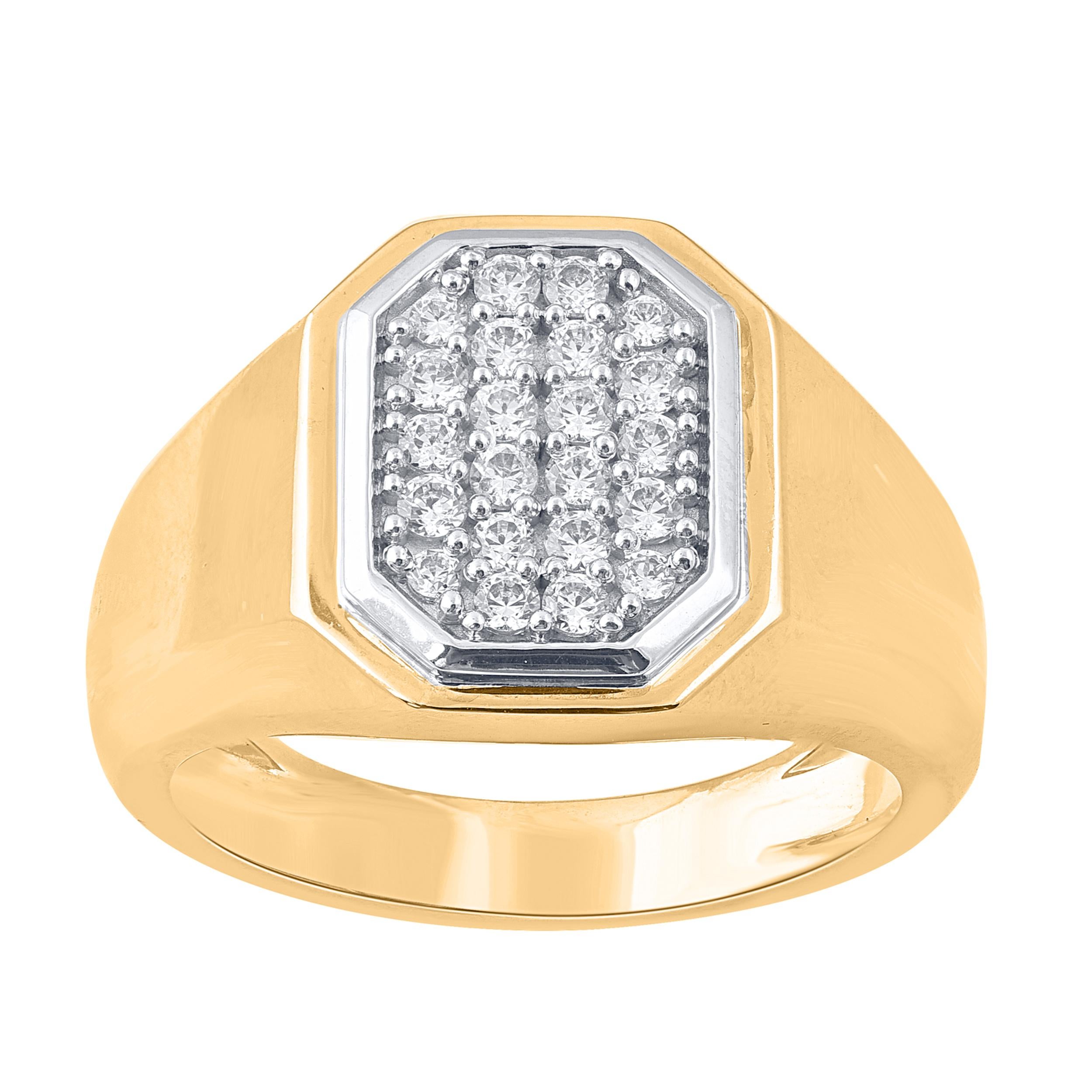 Art Deco TJD 0.50 Carat Brilliant Cut Diamond 14 Karat Yellow Gold Men's Wedding Ring For Sale