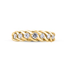 TJD 0.50 Carat Brilliant Cut Diamond 14 Karat Yellow Gold Seven Stone Band Ring