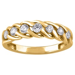 TJD 0.50 Carat Brilliant Cut Diamond 14 Karat Yellow Gold Seven Stone Band Ring