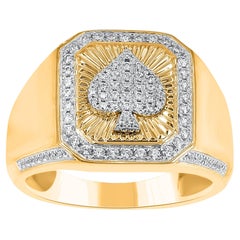 TJD 0.50 Carat Brilliant Cut Diamond 14 Karat Yellow Gold Spade Suit Ring
