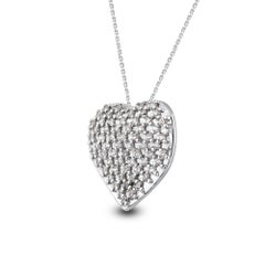 TJD 0.50 Carat Brilliant cut Diamond 14KT Gold Lattice Heart Pendant Necklace