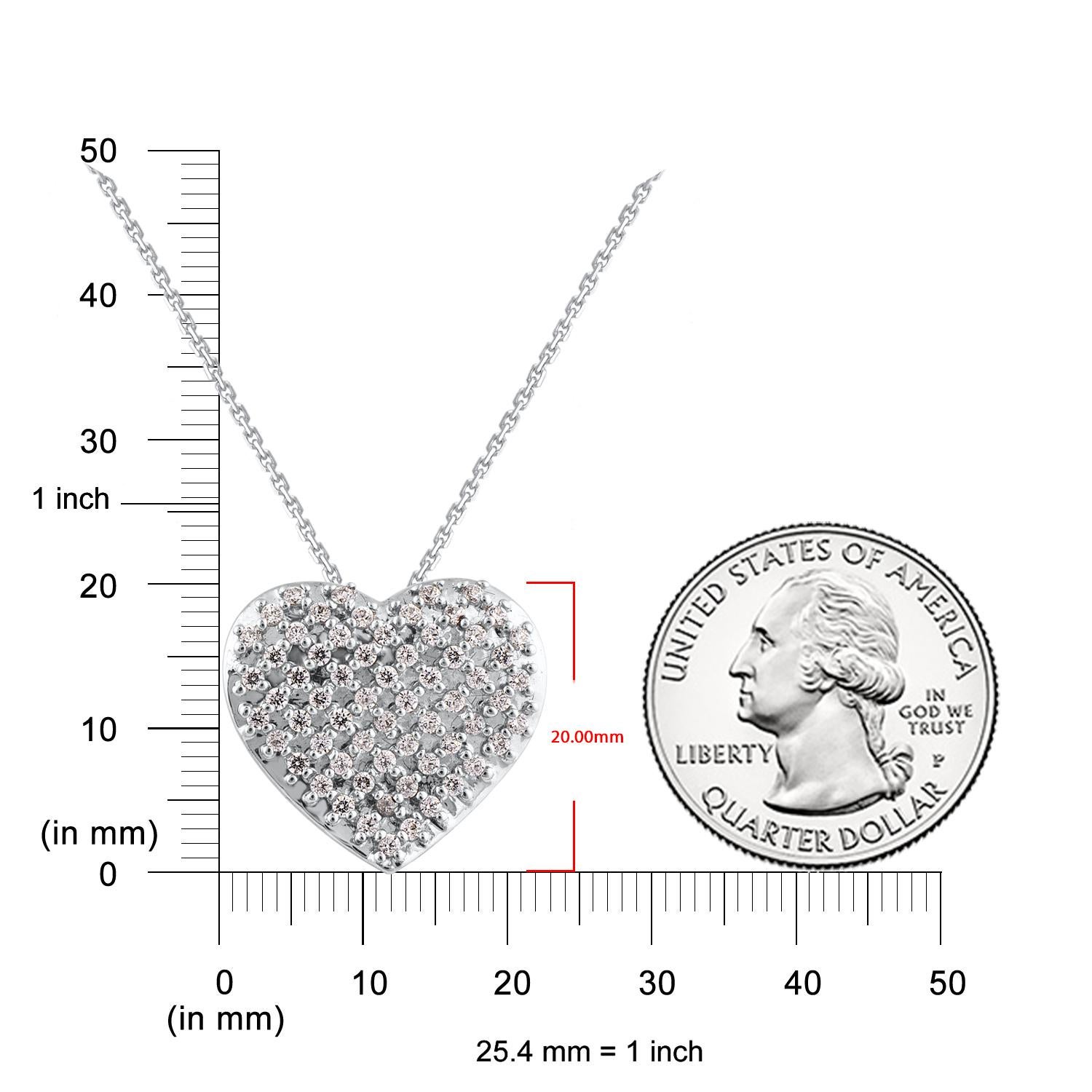 Brilliant Cut TJD 0.50 Carat Brilliant cut Diamond 14KT Gold Lattice Heart Pendant Necklace For Sale