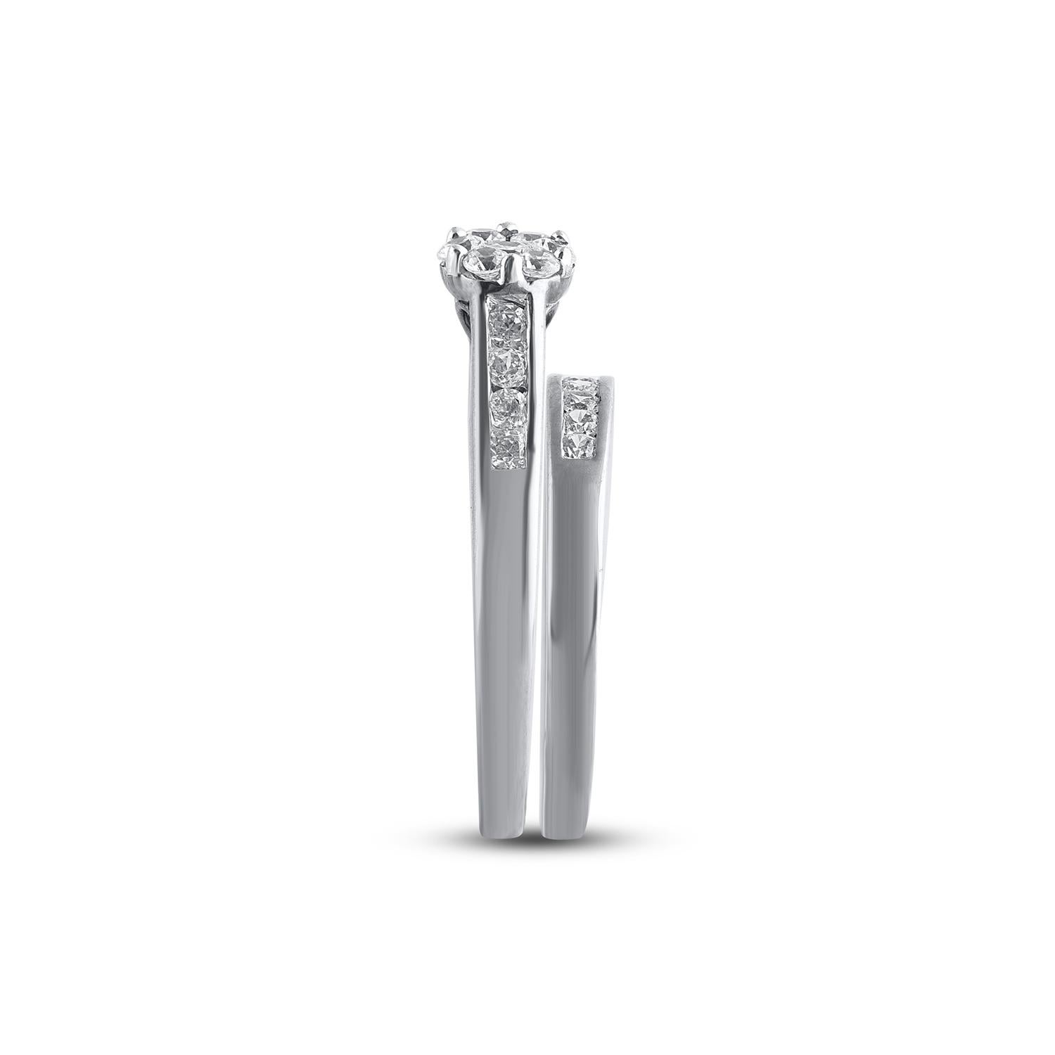 Taille brillant TJD 0.50 Carat Brilliante Cut Diamond 14KT White Gold Wedding Bridal Ring Set en vente