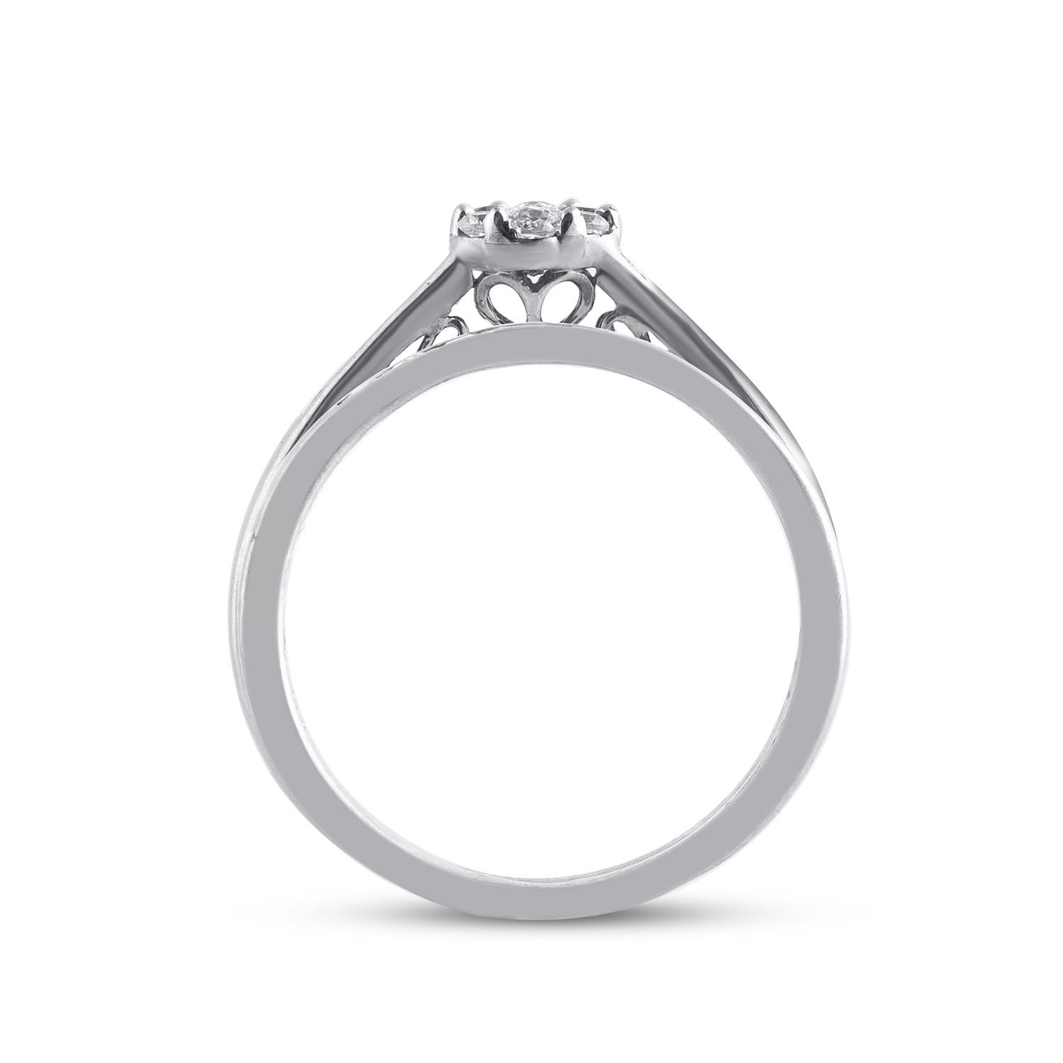 TJD 0.50 Quilates Diamante talla brillante Oro blanco 14KT Juego de alianza de boda en Nuevo estado para la venta en New York, NY
