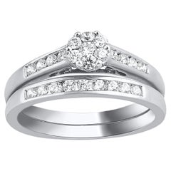 TJD 0.50 Carat Brilliante Cut Diamond 14KT White Gold Wedding Bridal Ring Set