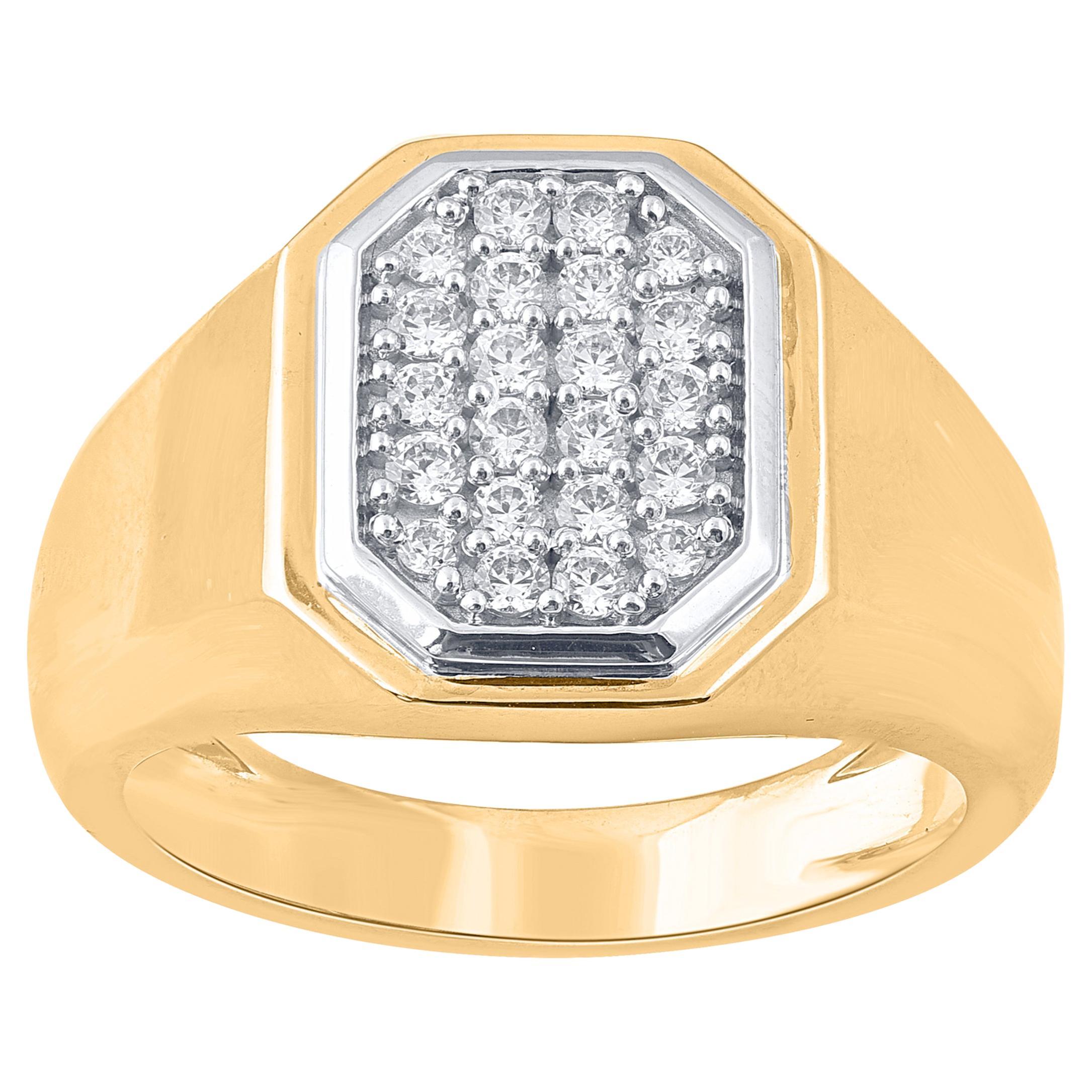 TJD 0.50 Carat Brilliant Cut Diamond 18 Karat Yellow Gold Men's Wedding Ring