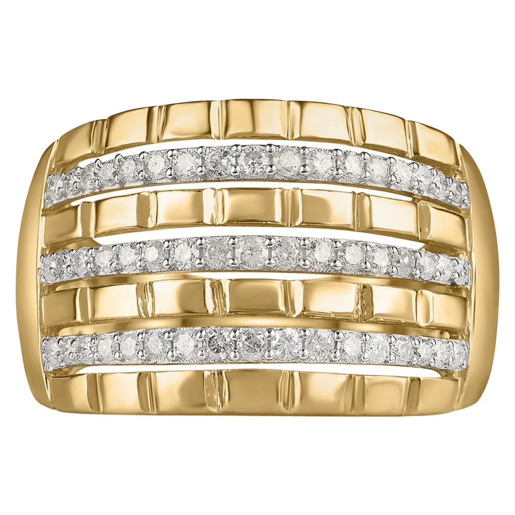 TJD 0.50 Carat Diamond 10 Karat Yellow Gold Textured Beautiful Wedding Ring