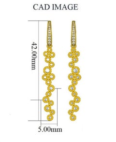 TJD 0.50 Carat Diamond 14 Karat Yellow Gold Zig-Zag Dangling Earrings
