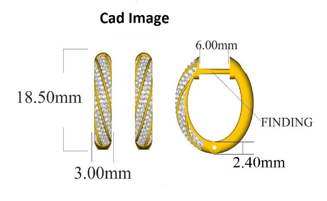 TJD 0.50 Carat Diamond 18 Karat White Gold Spiral Design Hoop Huggie Earrings In New Condition For Sale In New York, NY