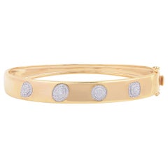 TJD 0,50 Karat Diamant 18 Karat Gelbgold Cluster Grooved Designer-Armreif