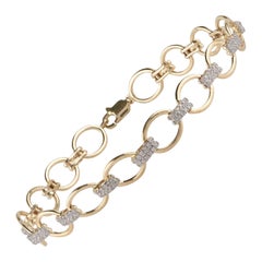 TJD 0.50 Carat Diamond 18 Karat Yellow Gold Interlinked Bracelet