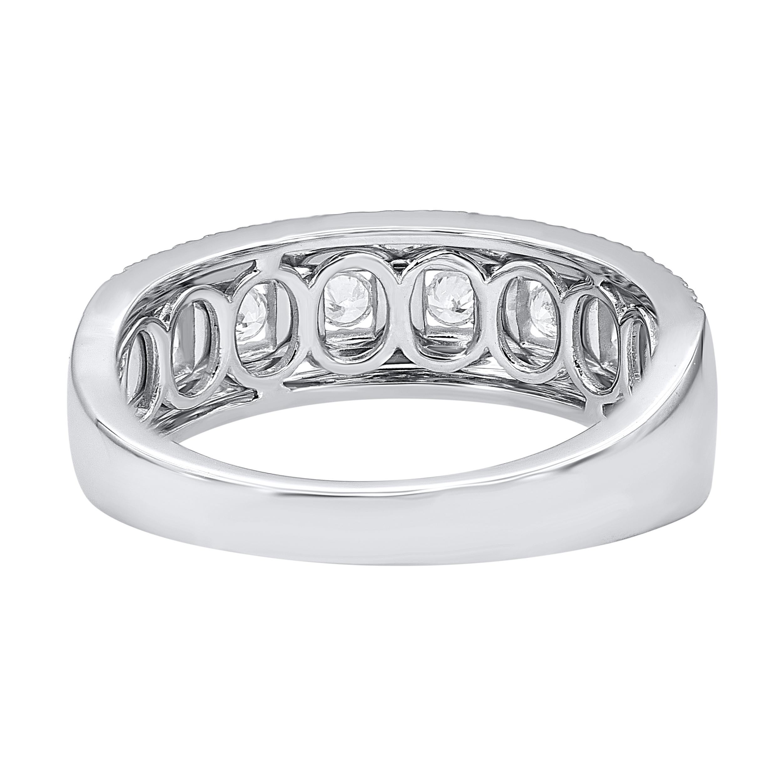 Contemporary TJD 0.50 Carat Natural Diamond 14 Karat Gold Half Eternity Engagement Band Ring For Sale