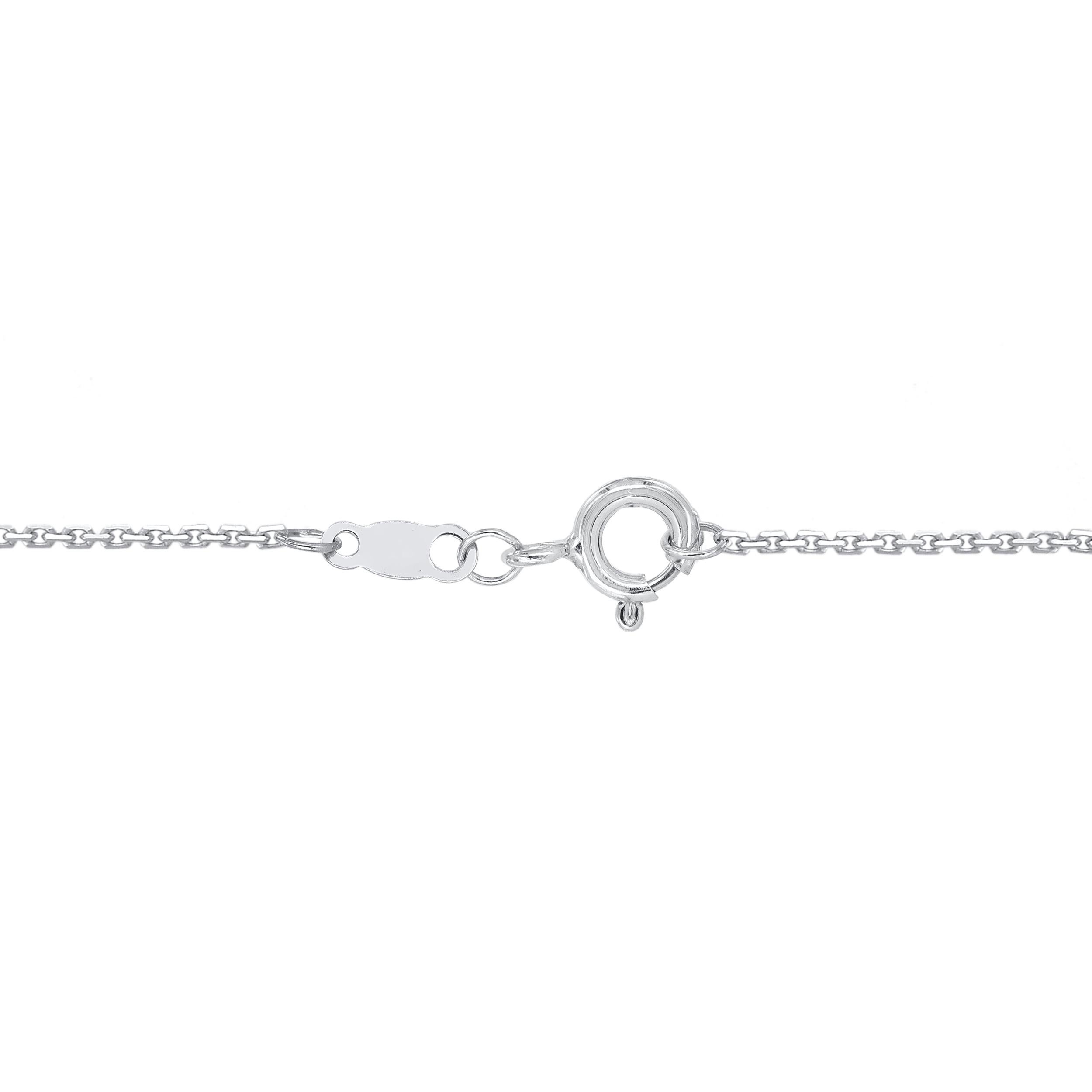 Baguette Cut TJD 0.50 Carat Natural Diamond 14 Karat White Gold Circle Pendant Necklace For Sale