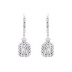 TJD Orecchini a goccia con diamante naturale da 0,50 carati in oro bianco 14 carati