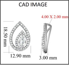 TJD Ciondolo a grappolo con doppia pera in oro bianco 14 carati con diamante naturale da 0,50 carati