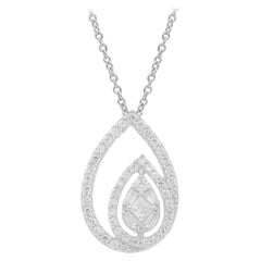 TJD 0.50 Carat Natural Diamond 14 Karat White Gold Double Pear Cluster Pendant
