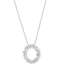TJD 0.50 Carat Natural Diamond 14 Karat White Gold Eternity Pendant Necklace