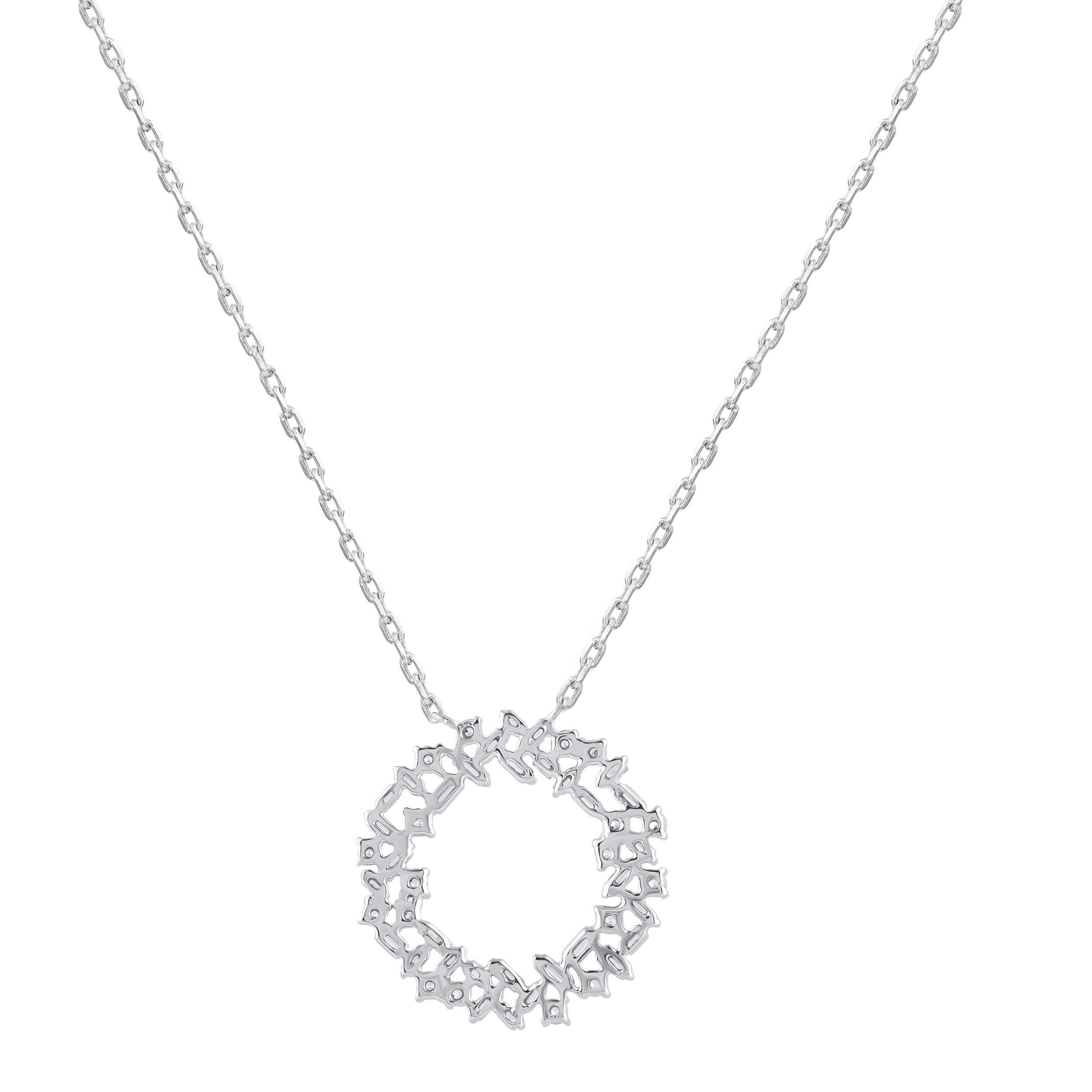 Contemporary TJD 0.50 Carat Natural Diamond 14 Karat White Gold Eternity Pendant Necklace For Sale