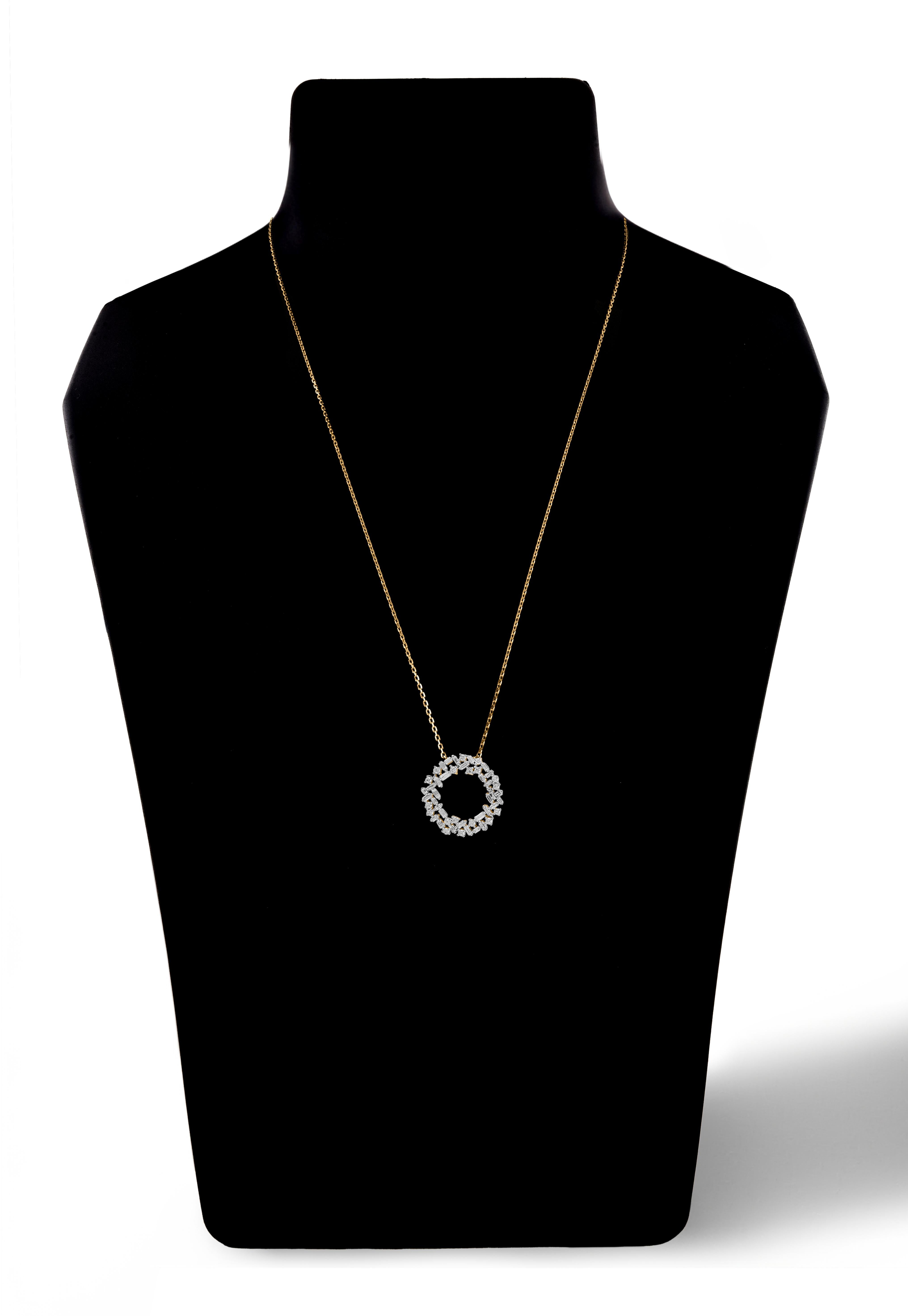 Baguette Cut TJD 0.50 Carat Natural Diamond 14 Karat White Gold Eternity Pendant Necklace For Sale