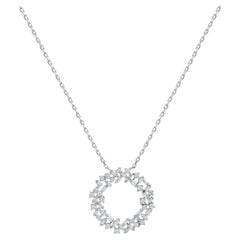 TJD 0.50 Carat Natural Diamond 14 Karat White Gold Eternity Pendant Necklace