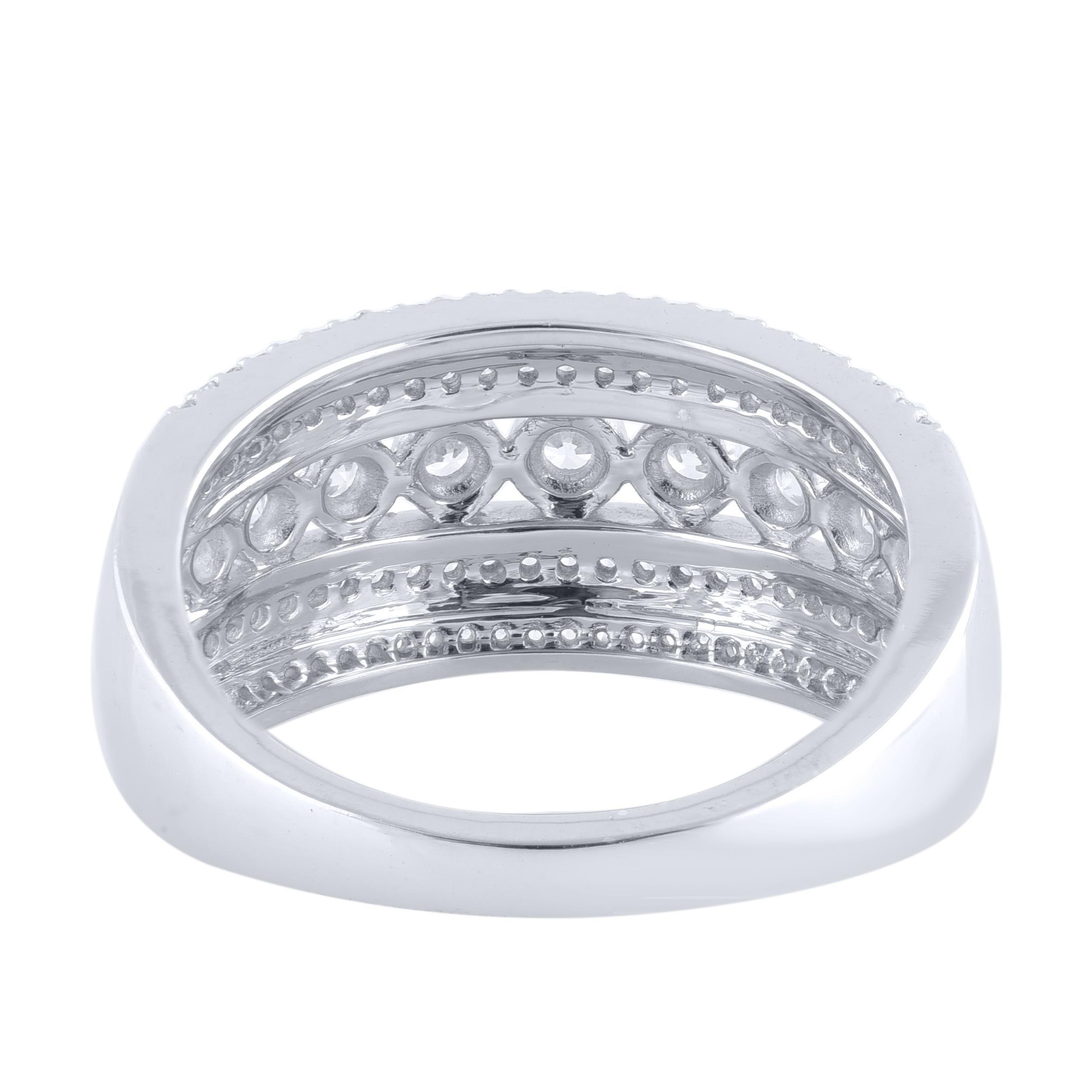 TJD 0,50 Karat natürlicher Diamant 14 Karat Weißgold Multi Row Ehering mit mehreren Reihen (Zeitgenössisch) im Angebot