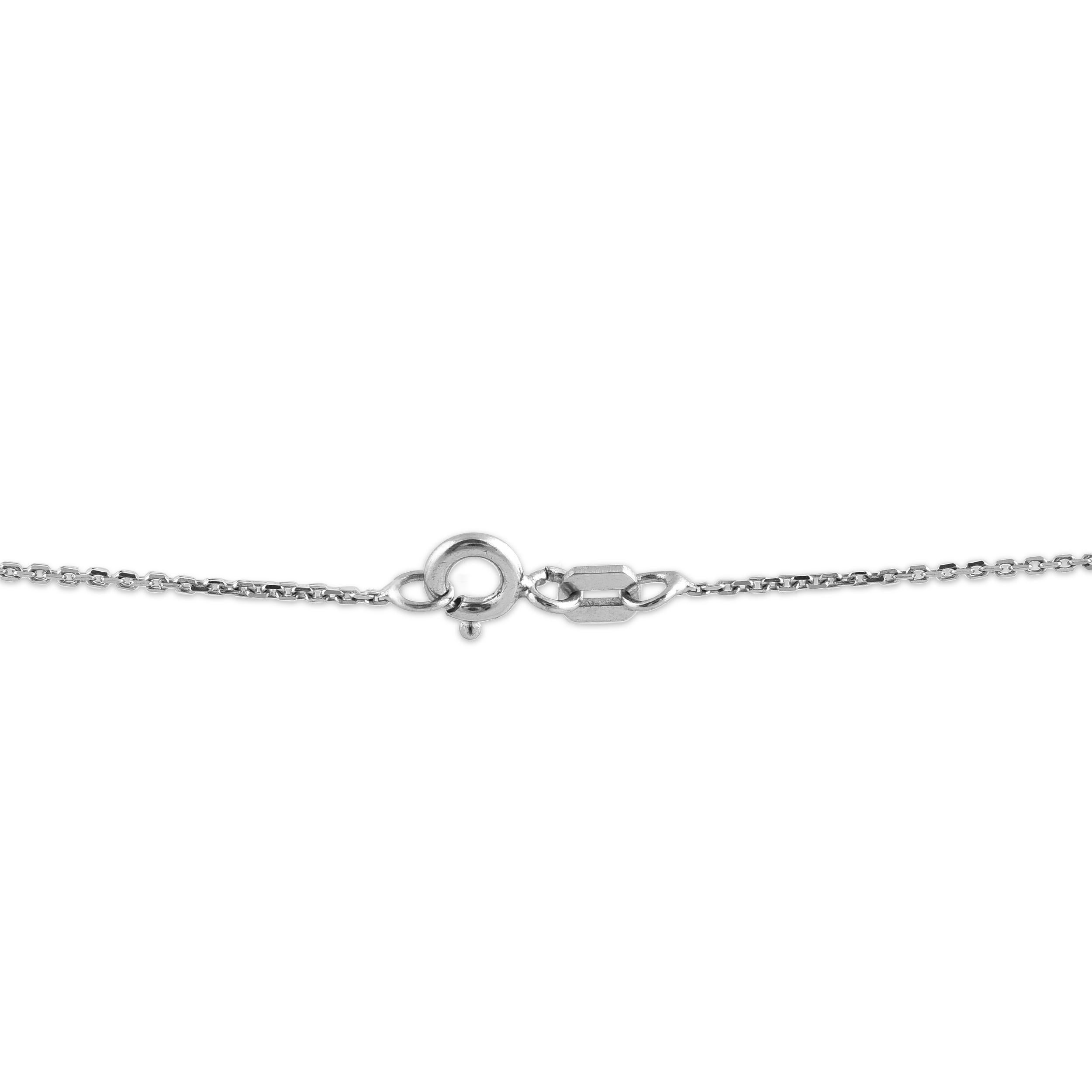 Taille ronde TJD Collier pendentif cercle ouvert en or blanc 14 carats avec diamant naturel de 0,50 carat en vente