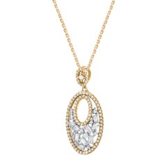 TJD 0.50 Carat Natural Diamond 14 Karat Yellow Gold Oval Drop Pendant Necklace