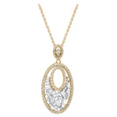 TJD 0.50 Carat Natural Diamond 14 Karat Yellow Gold Oval Drop Pendant Necklace
