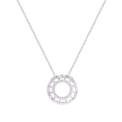 TJD 0.50 Carat Natural Diamond 14KT White Gold Circle Pendant Necklace