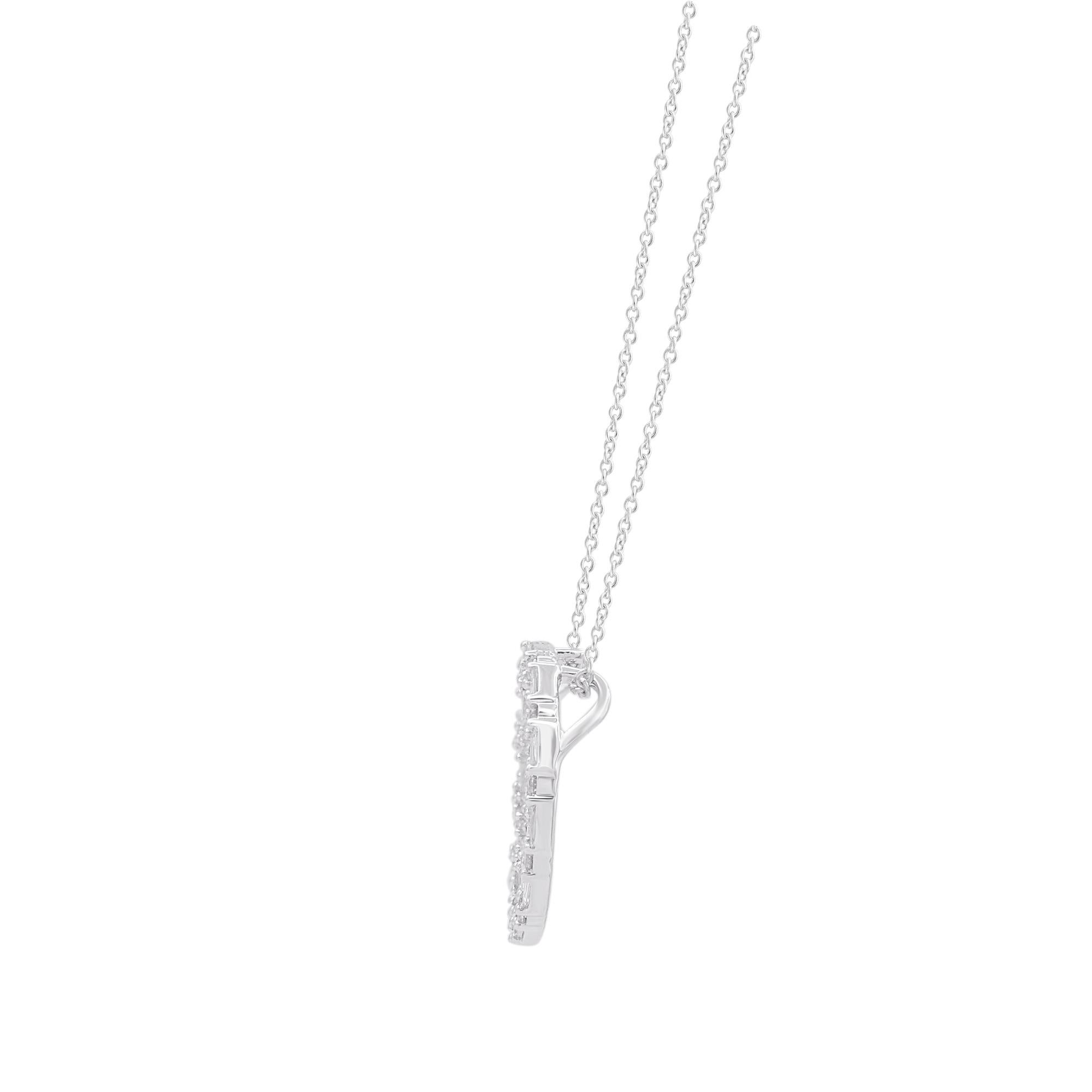 Contemporaneo TJD 0,50 carati di diamante naturale in oro bianco 14KT Collana a cerchio in vendita